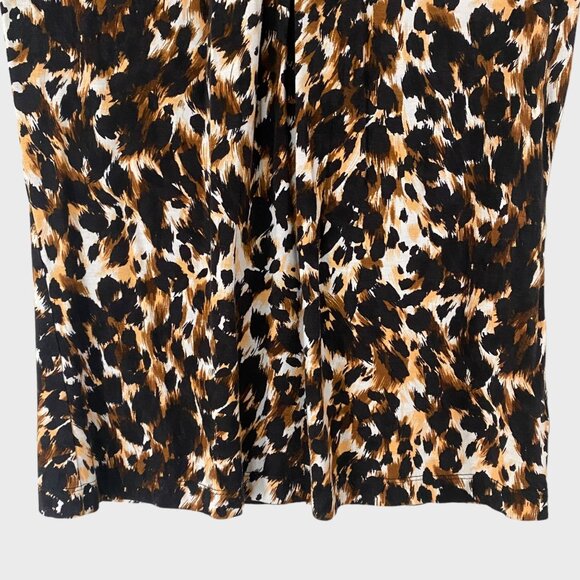 ST. JOHN Animal Print Short Sleeve Blouse Brown Black Women's Size Small Cheetah - Picture 6 of 11